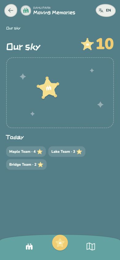 Shared star collection after completing an activity